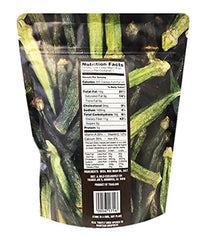 Close-up of Trader Joe's Crispy Crunchy Okra bites highlighting its crunchy texture for snacking.