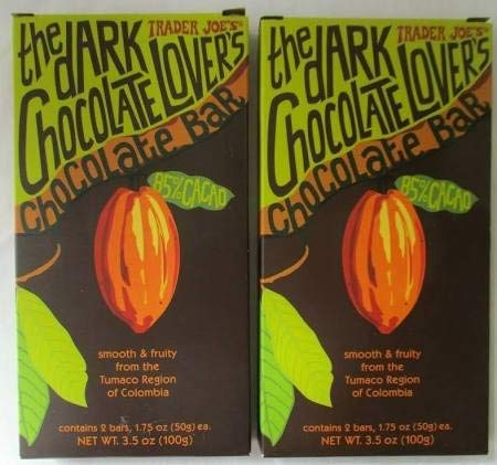 Trader Joe's dark chocolate bar close-up showing rich cocoa texture and smooth melt.