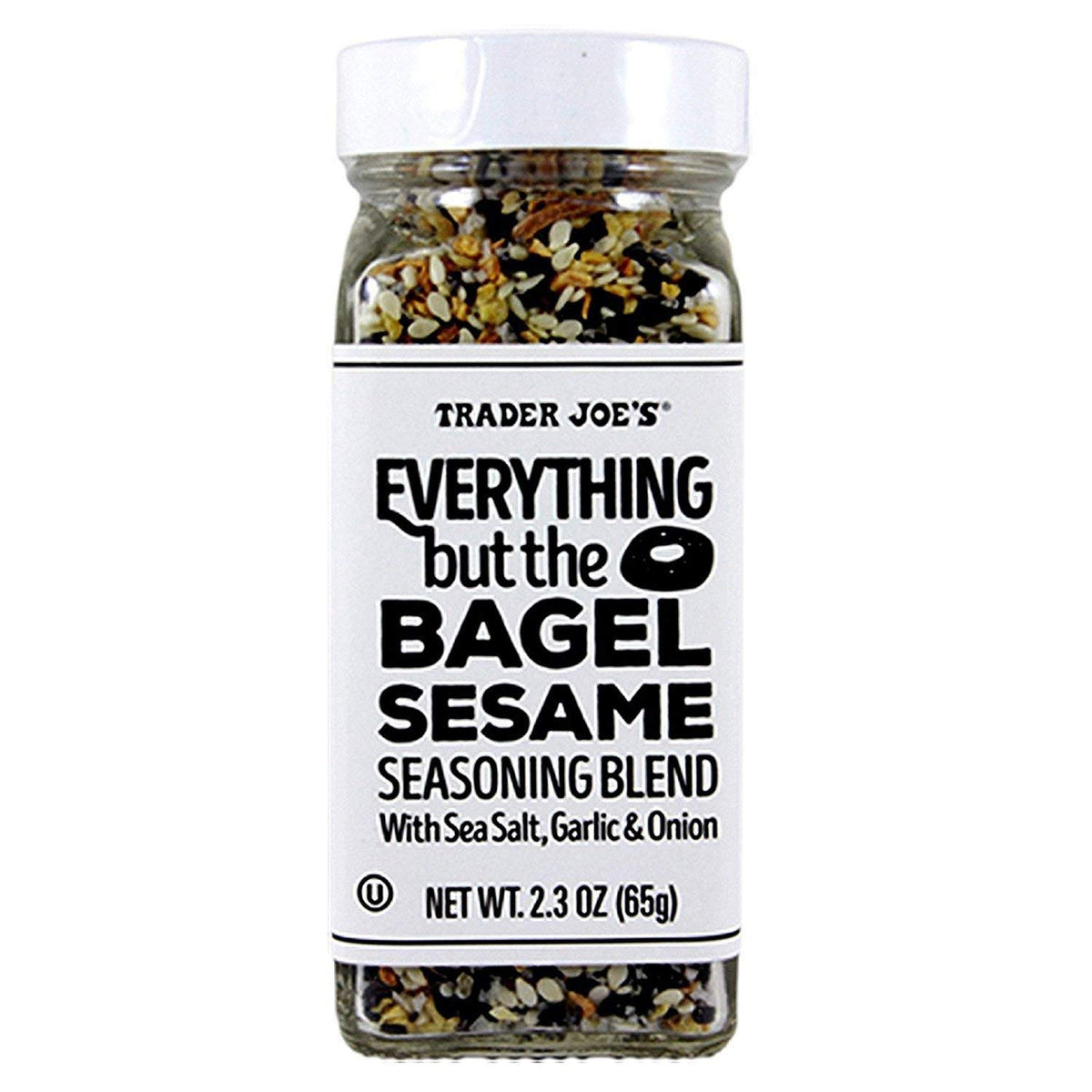 Trader Joe's Everything Bagel Seasoning jar-front, versatile flavor for eggs and avocado toast.
