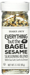 Trader Joe's Everything Bagel Seasoning shaker in a tidy kitchen.