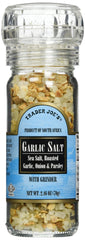 Trader Joe's Garlic Salt with Grinder front view, ready to season meals.