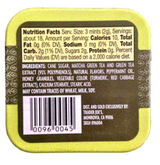Trader Joe's Green Tea Infused Mints side view, portable convenience