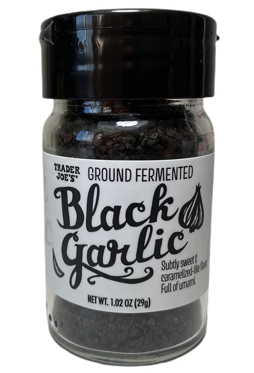 Trader Joe's ground fermented black garlic powder adds rich umami to sauces and marinades