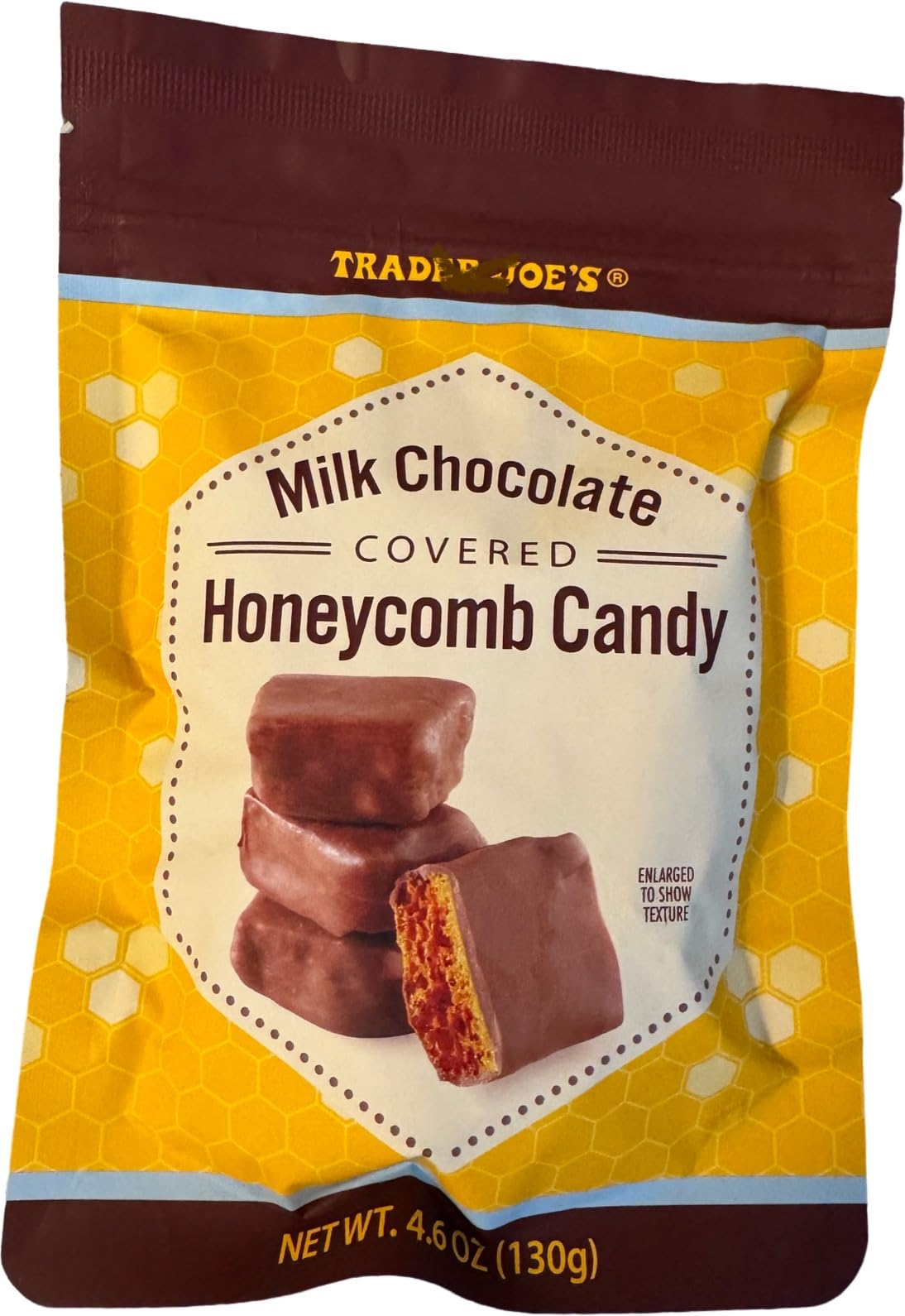 Trader Joe's milk chocolate honeycomb candy pack, ideal for gifting and sharing.