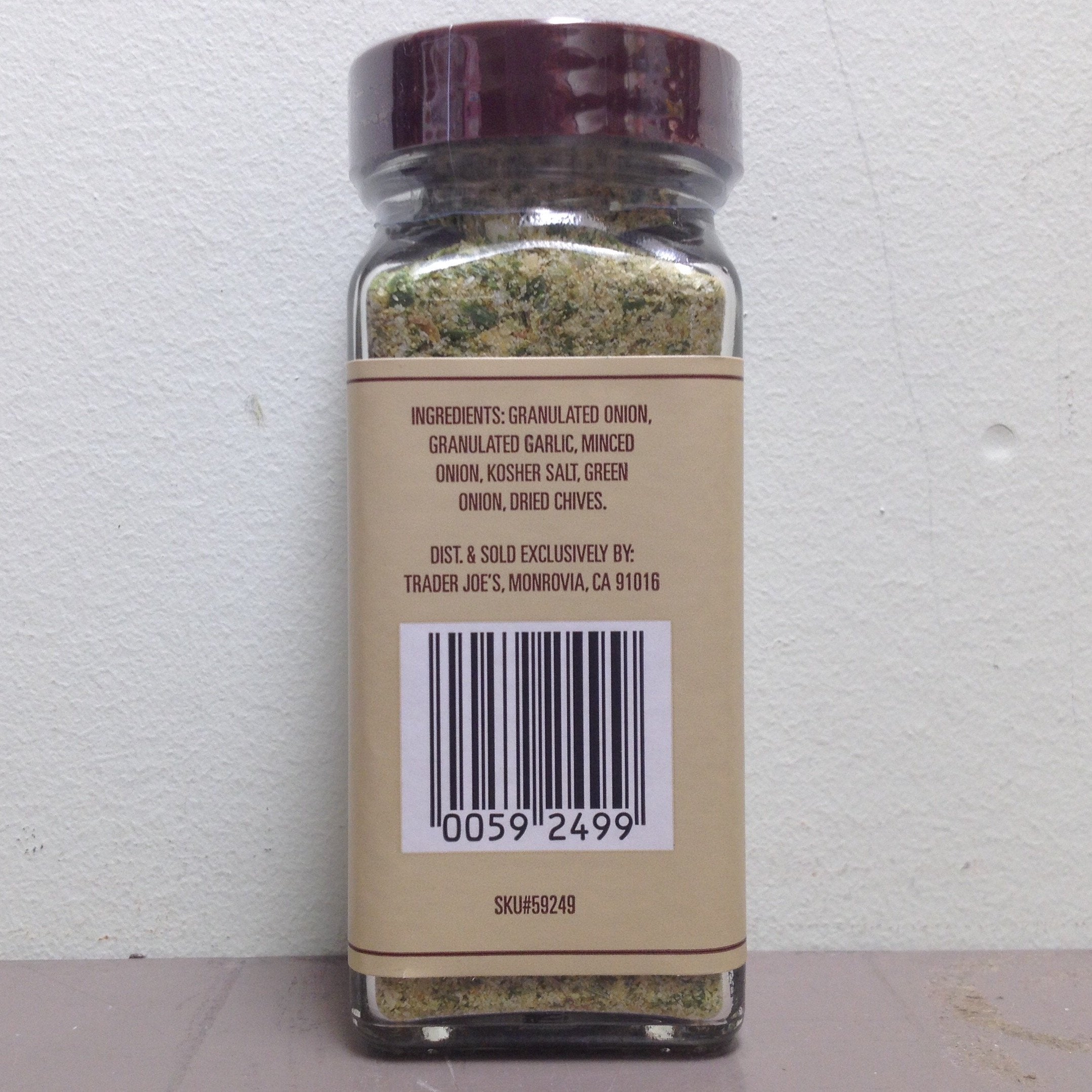 Trader Joe's Onion Salt seasoning texture reveals granules that melt smoothly into recipes.