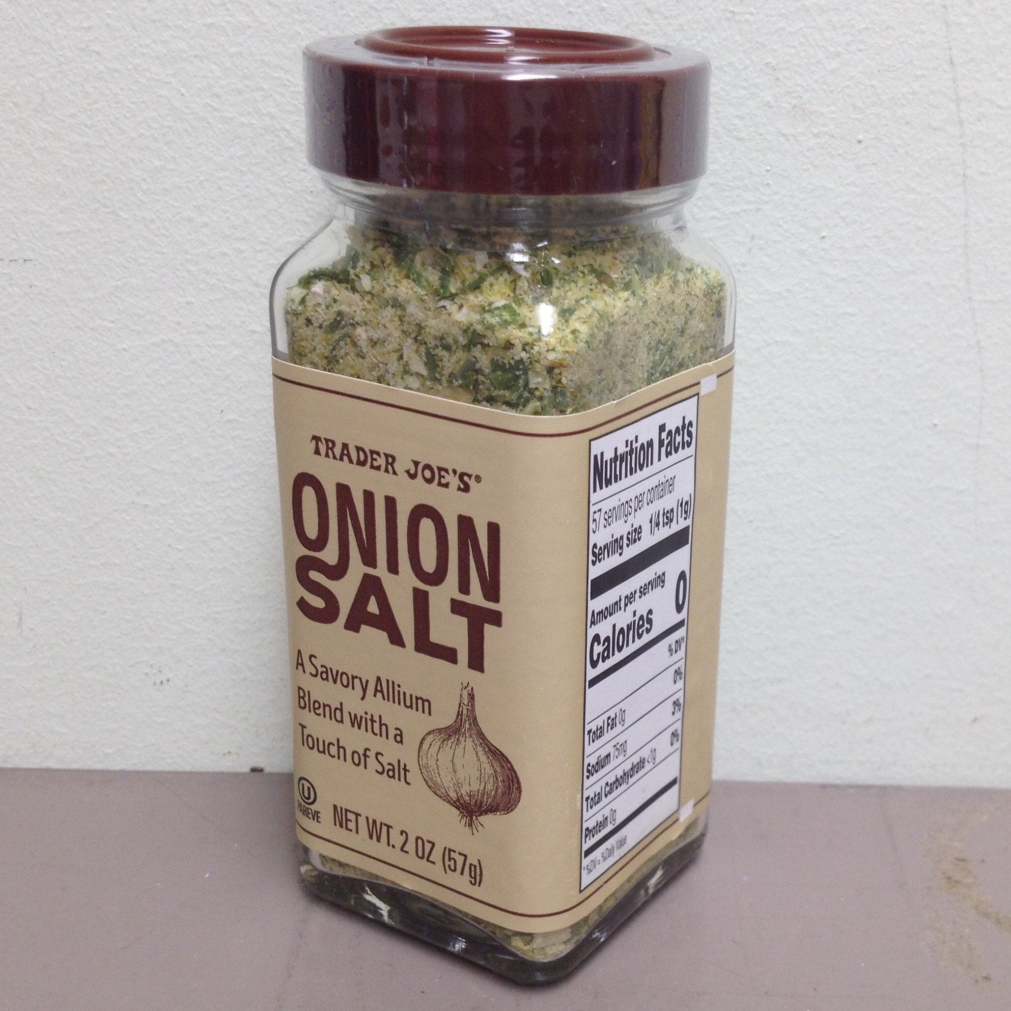 Trader Joe's Onion Salt use plate demonstrates quick flavor boost for finishing dishes.