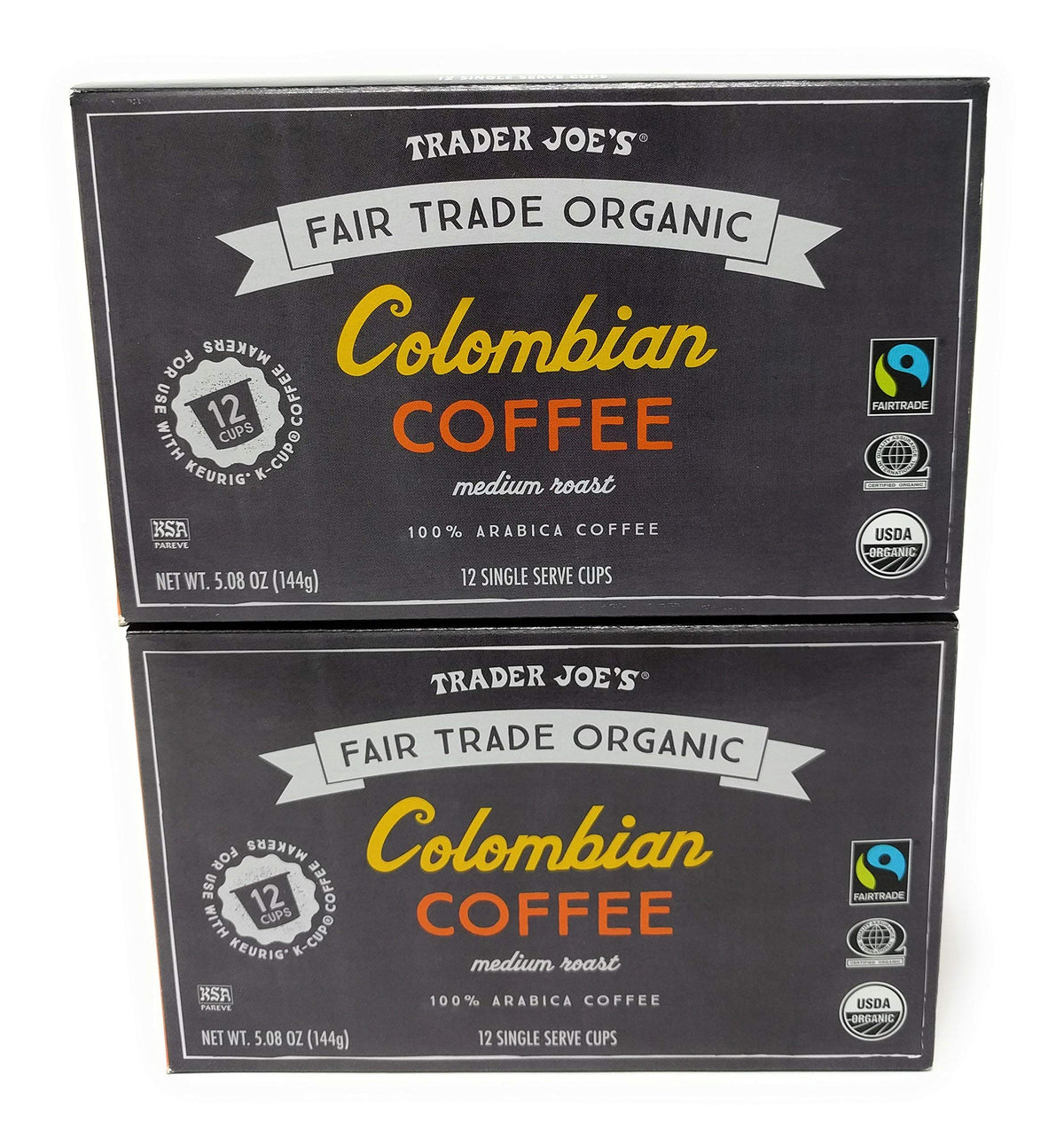 Trader Joe's Organic Colombian Coffee single-serve cups for quick, convenient brewing at home