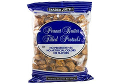 Trader Joe's Peanut Butter Filled Pretzels closeup, display of peanut butter filling ideal for sharing.