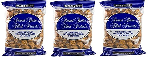 Trader Joe's Peanut Butter Filled Pretzels 1 lb pack, hero image, convenient snacking.