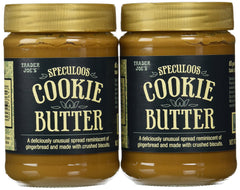 Trader Joe's Speculoos Cookie Butter jar close-up showing creamy texture for spreadability.