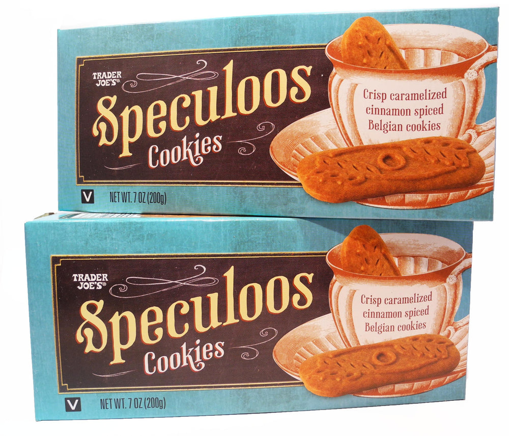 Trader Joe's Speculoos cookies box for cozy snacking and tea pairing.