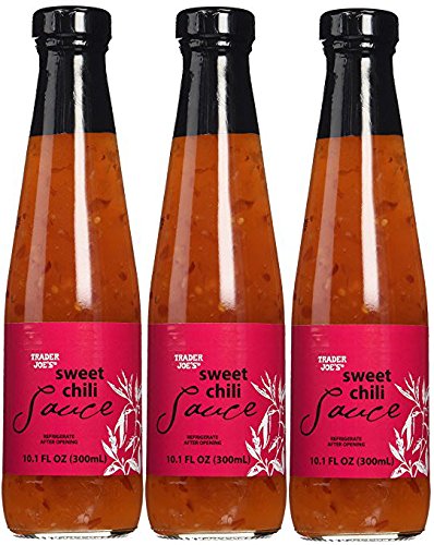 Trader Joe's Sweet Chili Sauce 3-pack bottle front view for dipping ideas