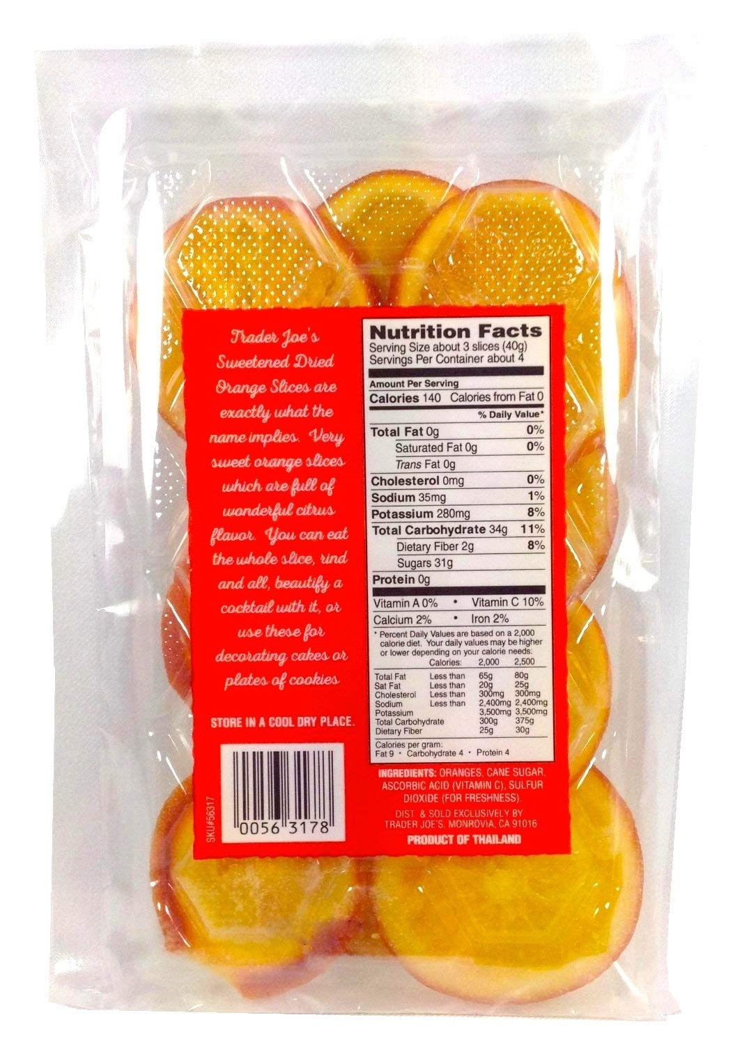 Trader Joe's Sweetened Dried Orange Slices on yogurt, adds bright citrus flavor.