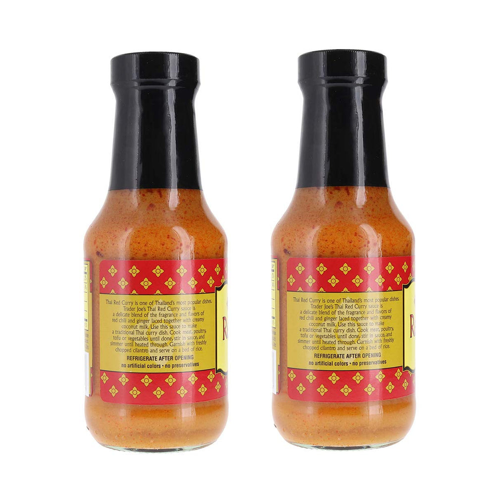 Trader Joe's Thai Red Curry Sauce Bundle—bowl served with rice shows serving-ready curry option.