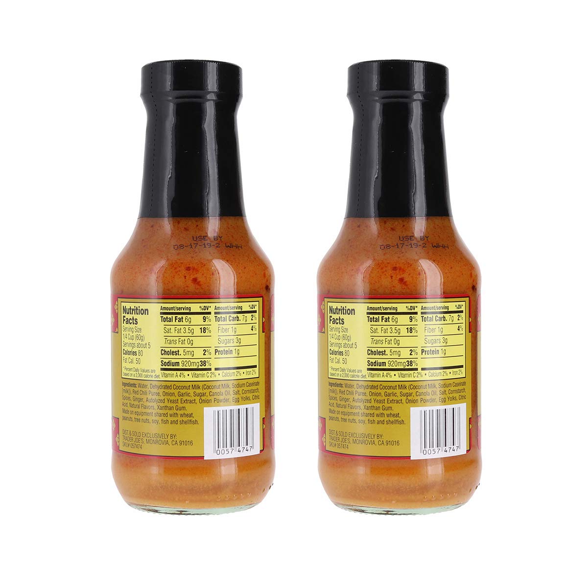 Trader Joe's Thai Red Curry Sauce Bundle—ingredient closeup emphasizes coconut milk and aromatics.