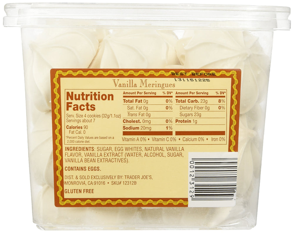 Trader Joe's Vanilla Meringues close-up highlighting crisp bite and gluten-free appeal