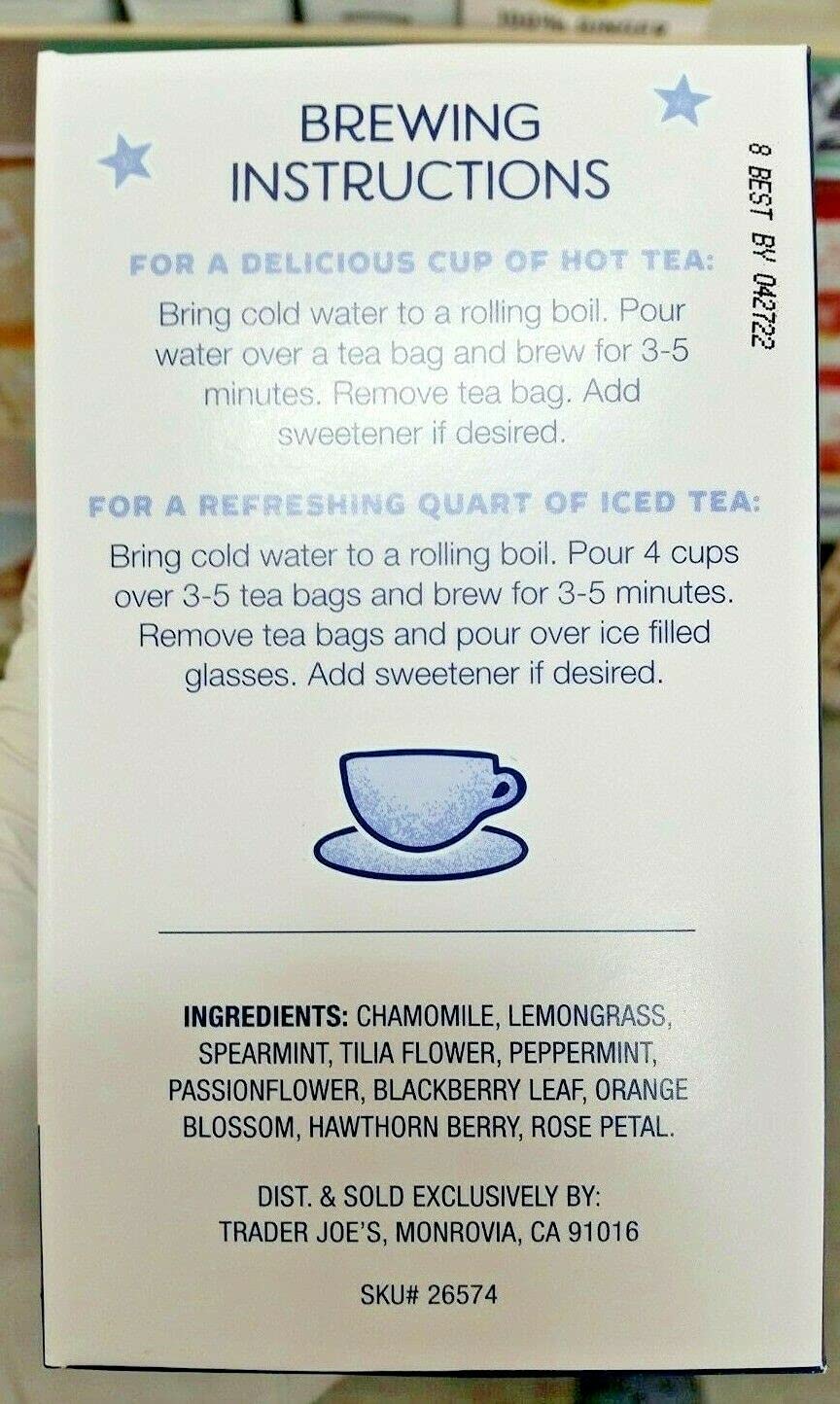Trader Joe's Well Rested tea cup steaming, inviting a calm wind-down moment.