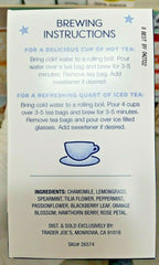 Trader Joe's Well Rested tea cup steaming, inviting a calm wind-down moment.