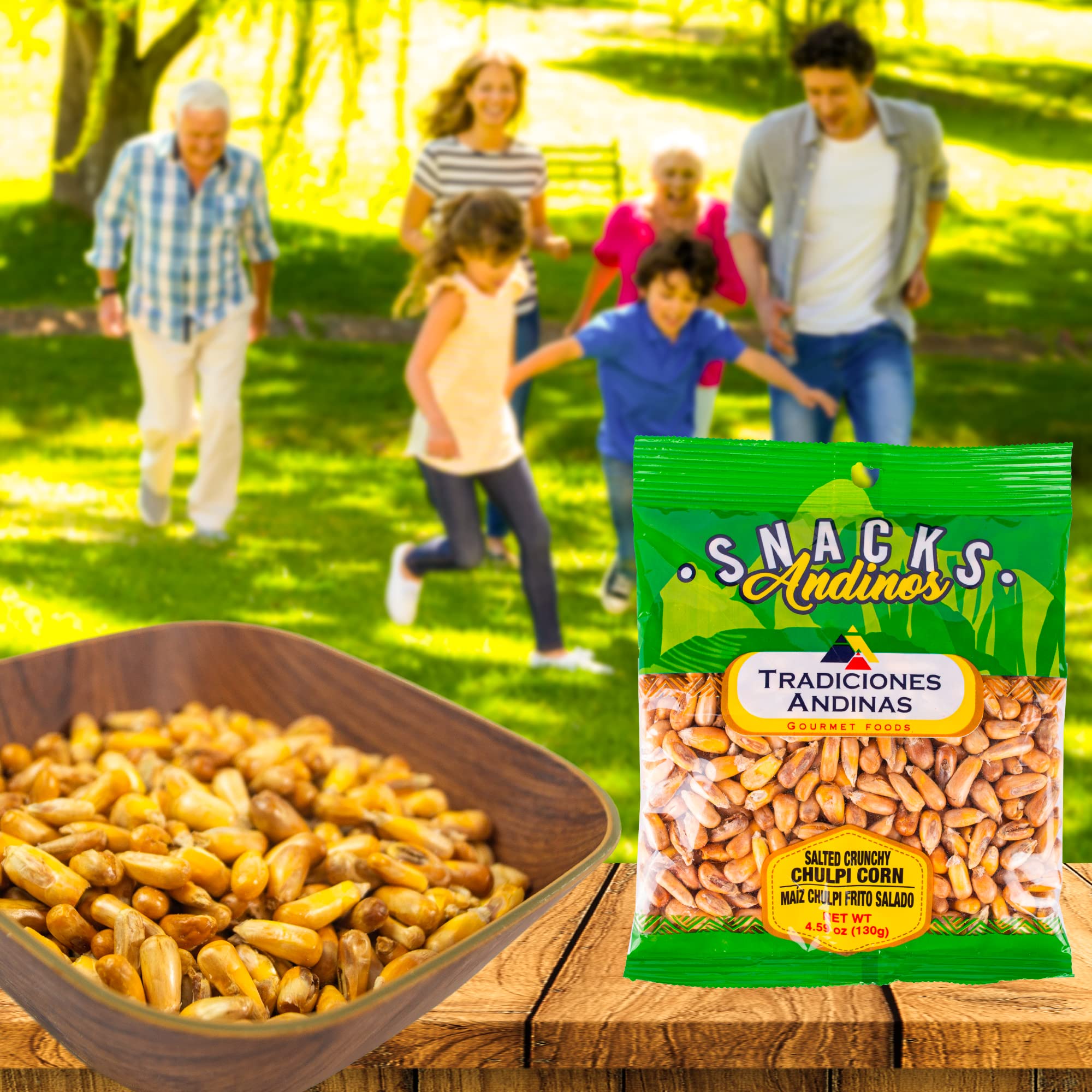 Tradiciones Andinas Chulpe Corn Lunchbox Shot, perfect for convenient afternoon snacking.