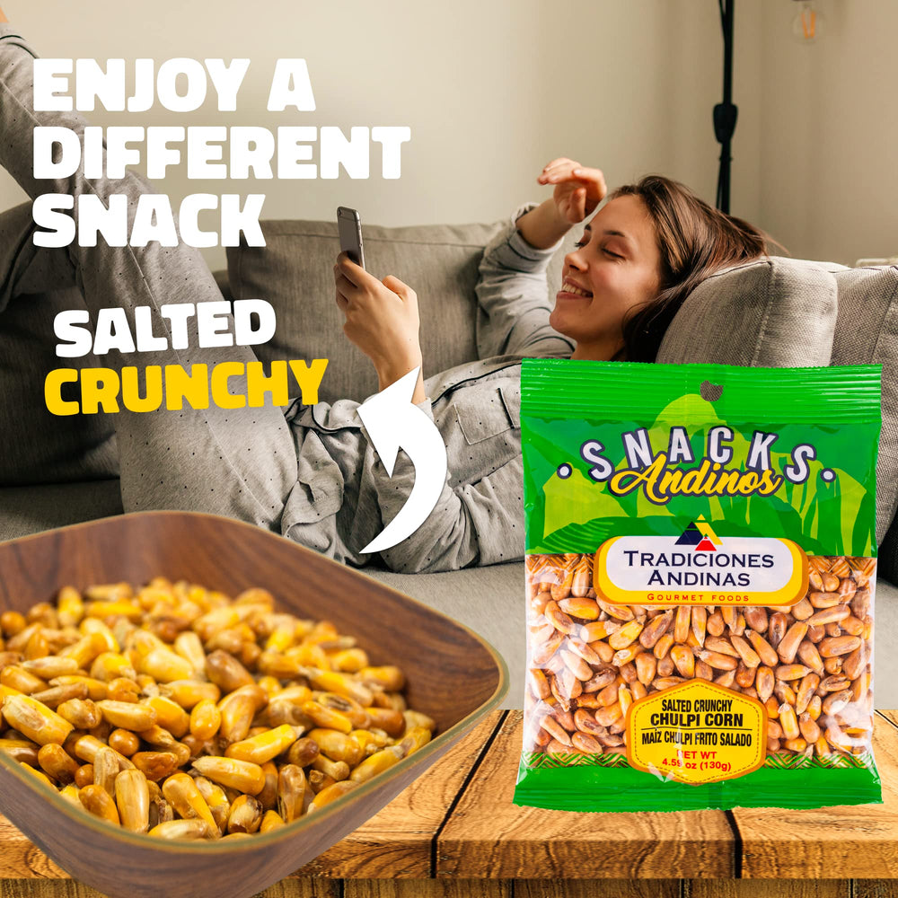 Tradiciones Andinas Chulpe Corn Plate Service offers a restaurant-style snack for gatherings.
