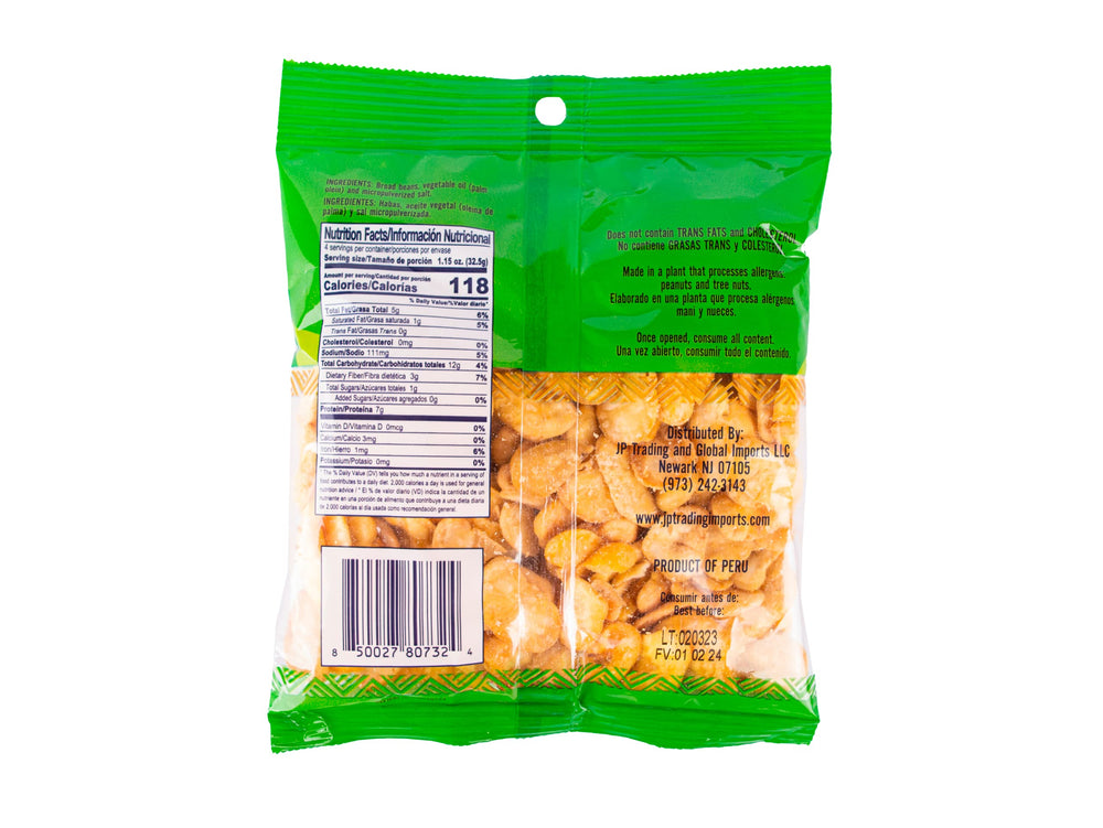 Tradiciones Andinas salted crunchy fava beans open bag ready to share