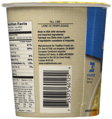 Tradition imitation chicken flavor cup ingredients close-up showing vegetarian suitability.