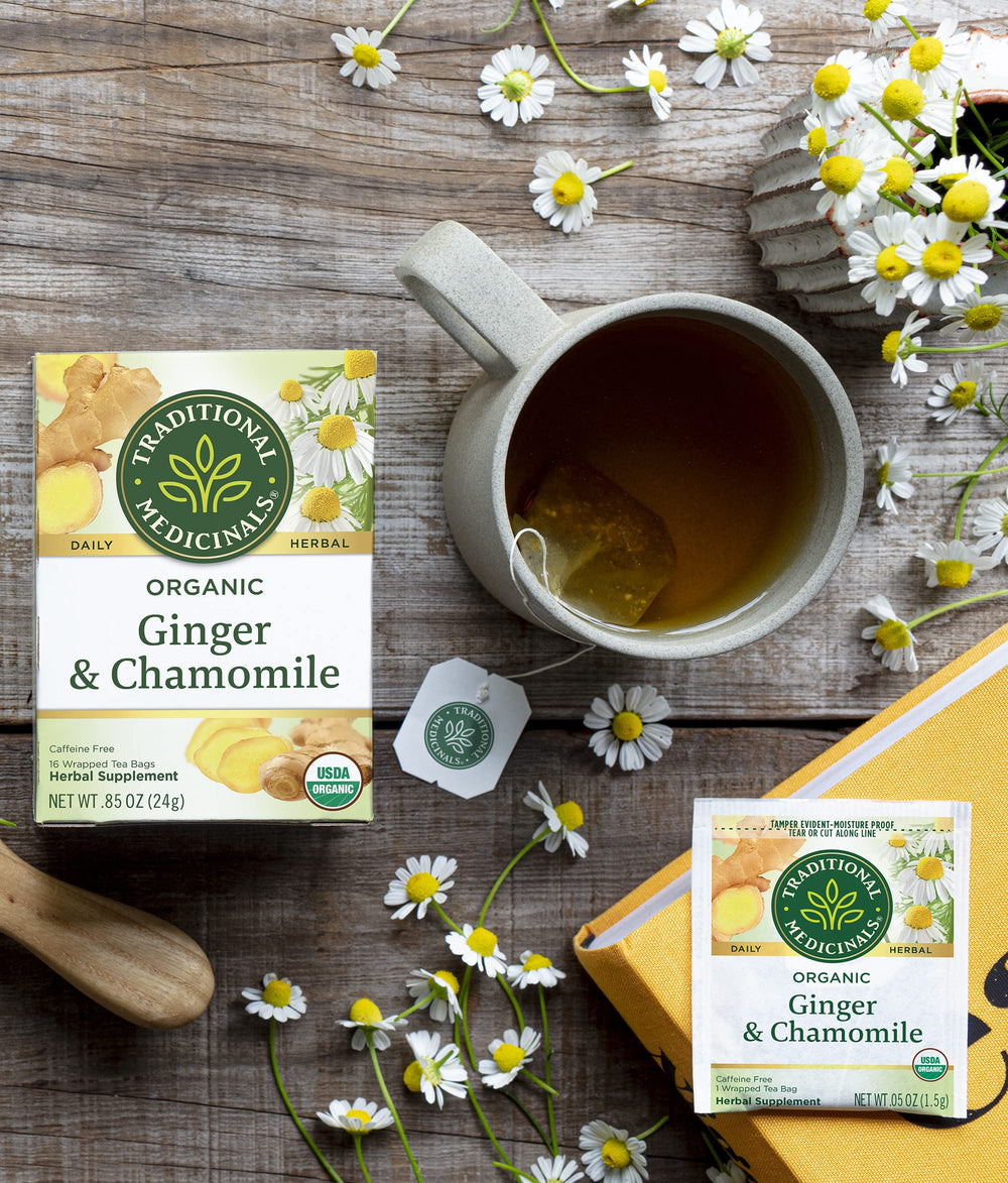 Traditional Medicinals 16-tea-bags carton ready for daily routines.