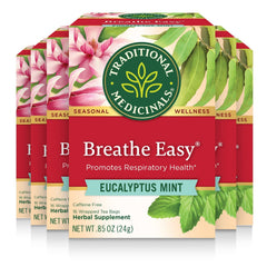 Traditional Medicinals Breathe Easy tea bag with calming aroma.