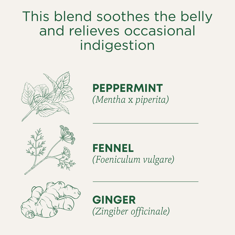 Steaming cup of Traditional Medicinals Belly Comfort Peppermint tea, a refreshing digestion-friendly sip