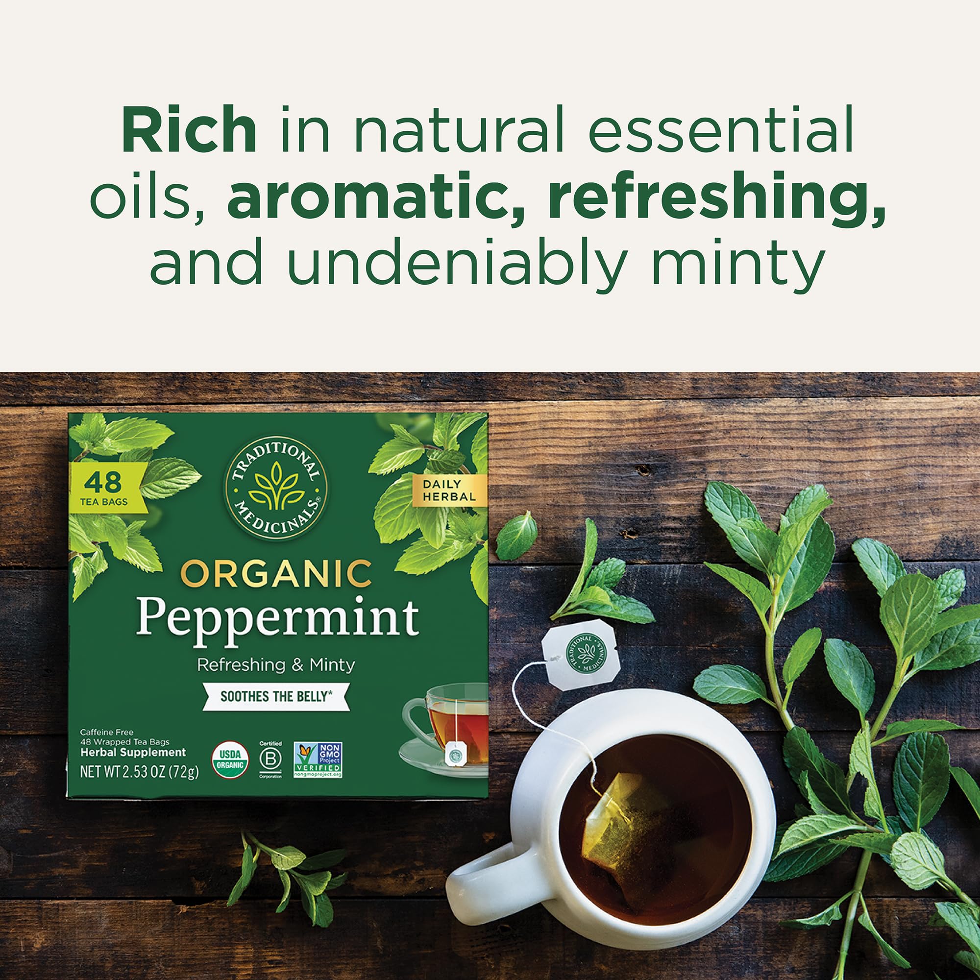 Traditional Medicinals organic, non-GMO, kosher certifications ensure quality.