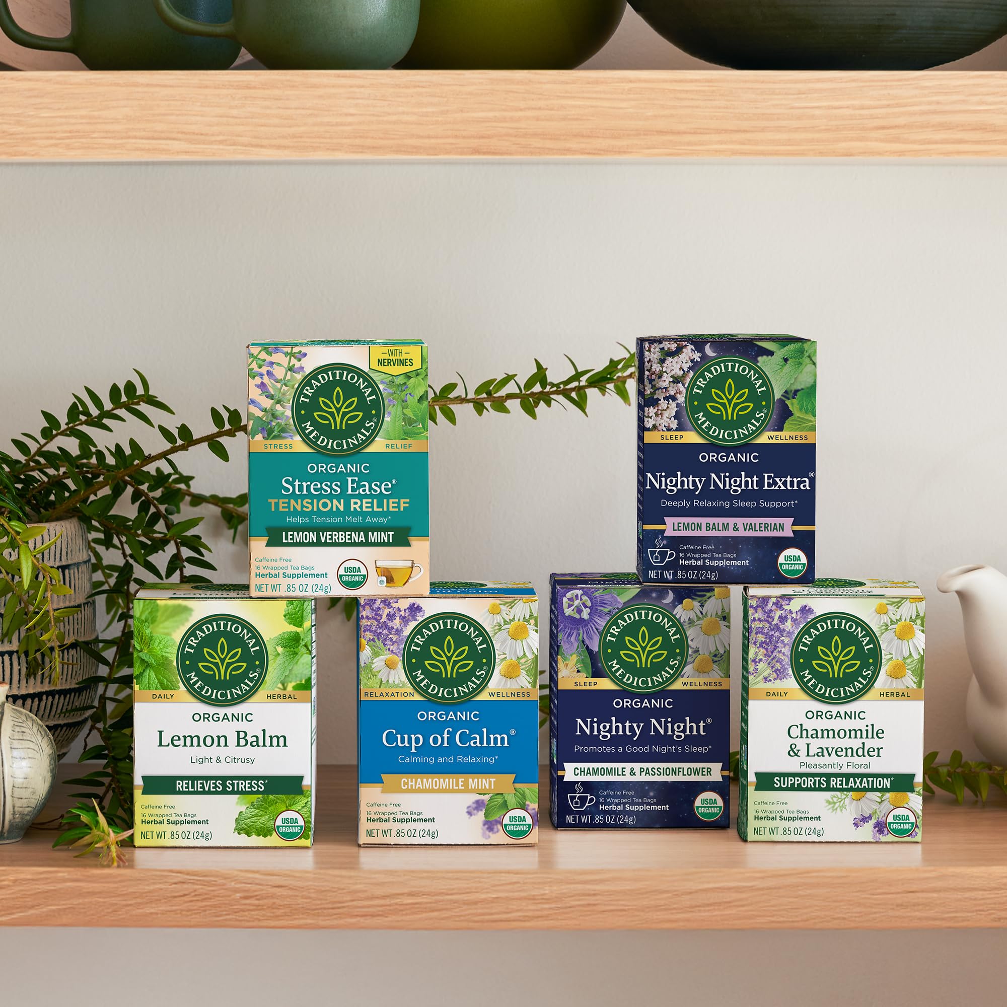 Traditional Medicinals Chamomile Lavender tea bags offering a soothing bedtime routine.