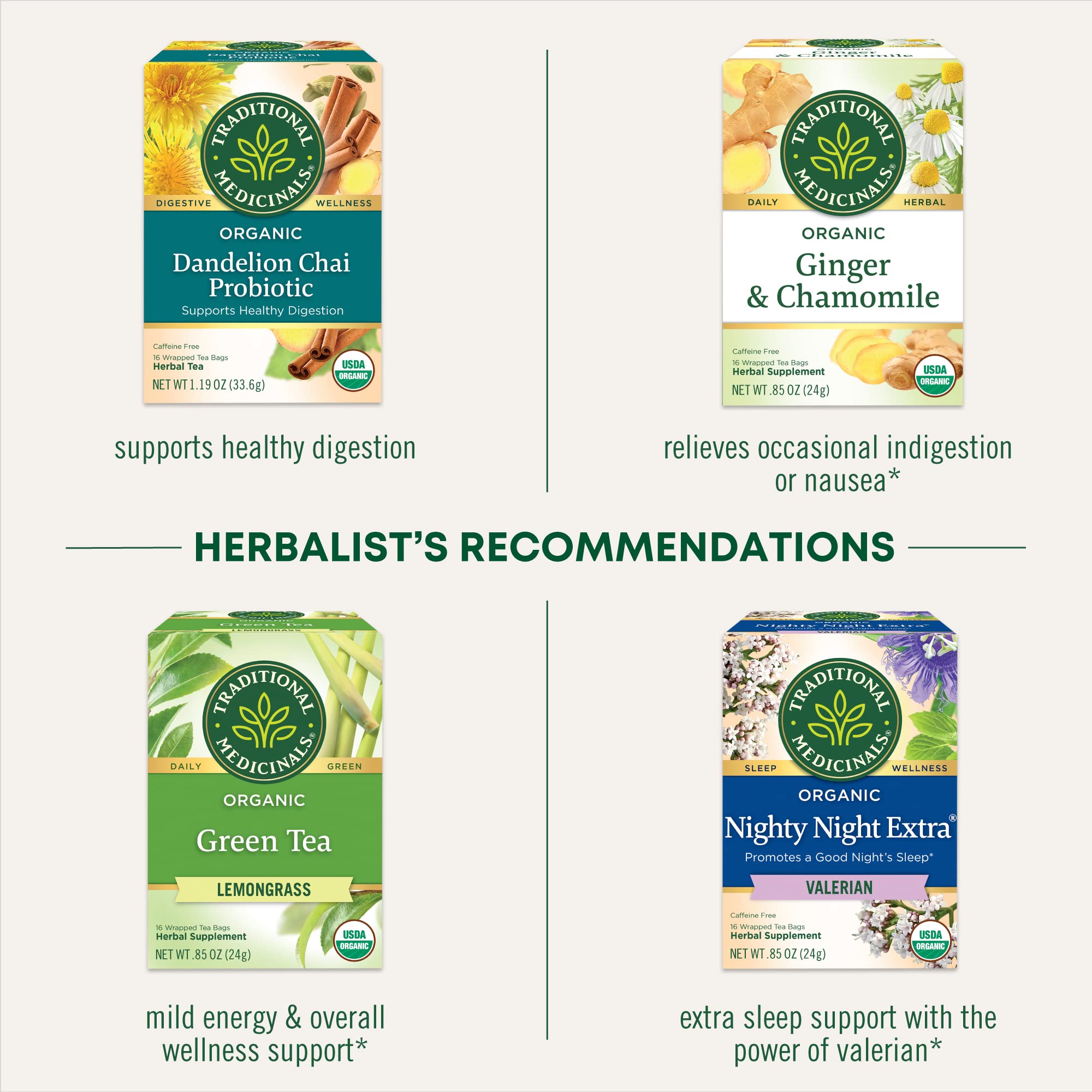 Traditional Medicinals kosher symbol highlights accessible herbal tea enjoyment