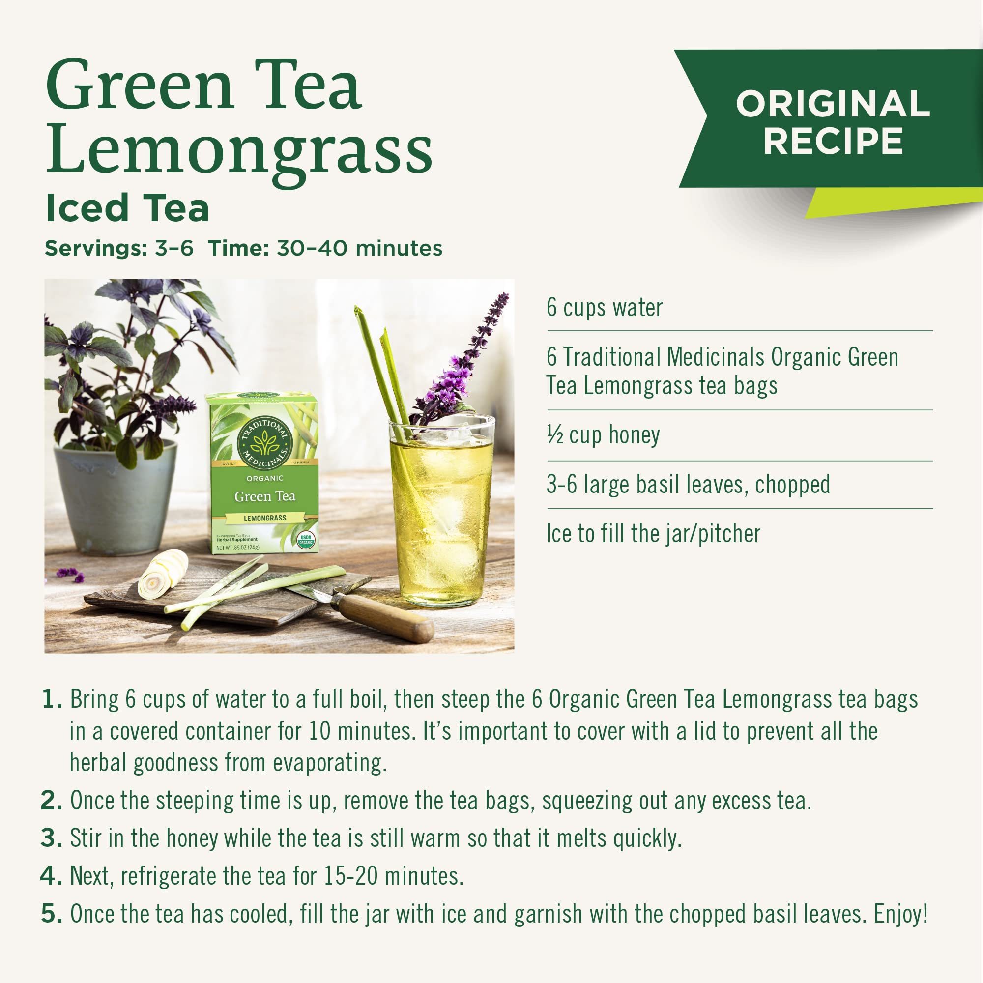 Eco-friendly packaging from Traditional Medicinals Organic Green Tea Lemongrass.