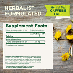 Traditional Medicinals dandelion tea steeping cup shows mild, comforting flavor