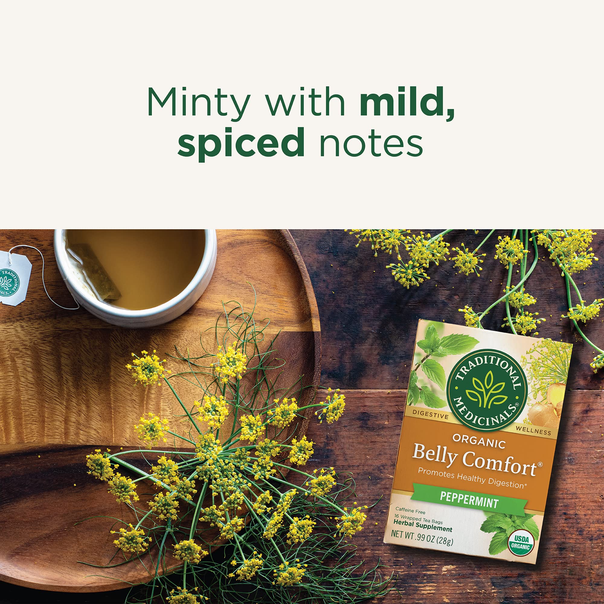 Traditional Medicinals Belly Comfort Peppermint blend with Darjeeling green tea and peppermint