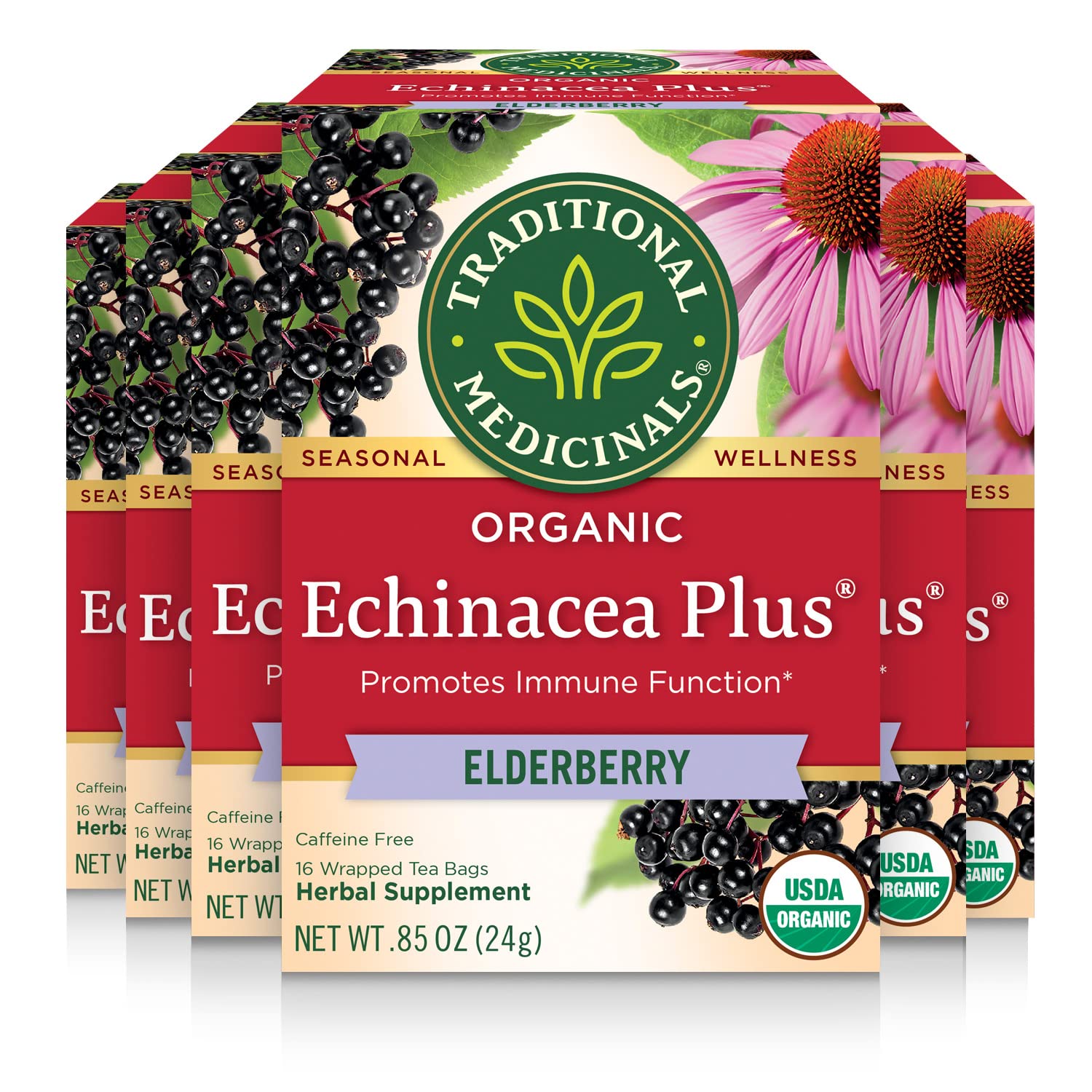 Traditional Medicinals Echinacea Plus Elderberry tea bags for immune-support rituals