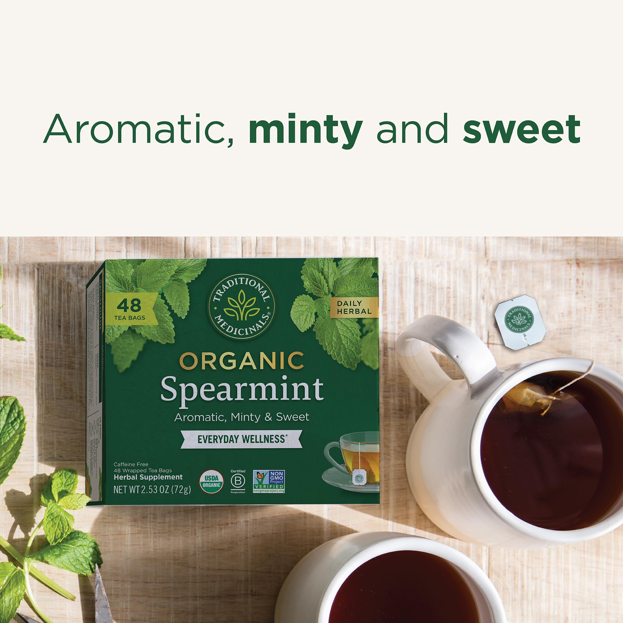 Sourcing note: Traditional Medicinals works with organic Egyptian farmers for spearmint leaves.