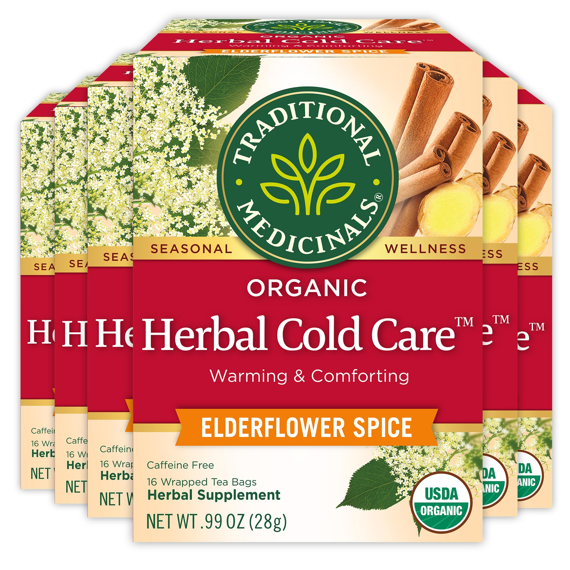 Traditional Medicinals elderflower-spice tea cup aroma and soothing warmth