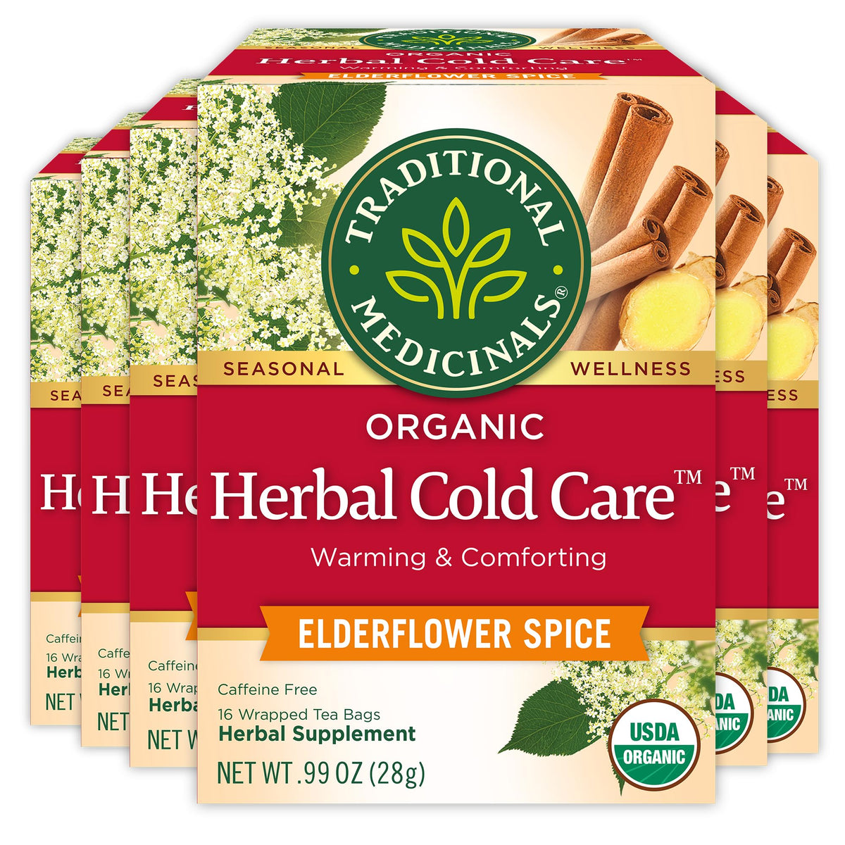 Traditional Medicinals elderflower-spice tea cup aroma and soothing warmth