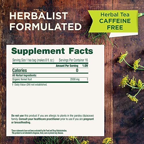 Traditional Medicinals fennel tea box with sealed tea bags preserves freshness.