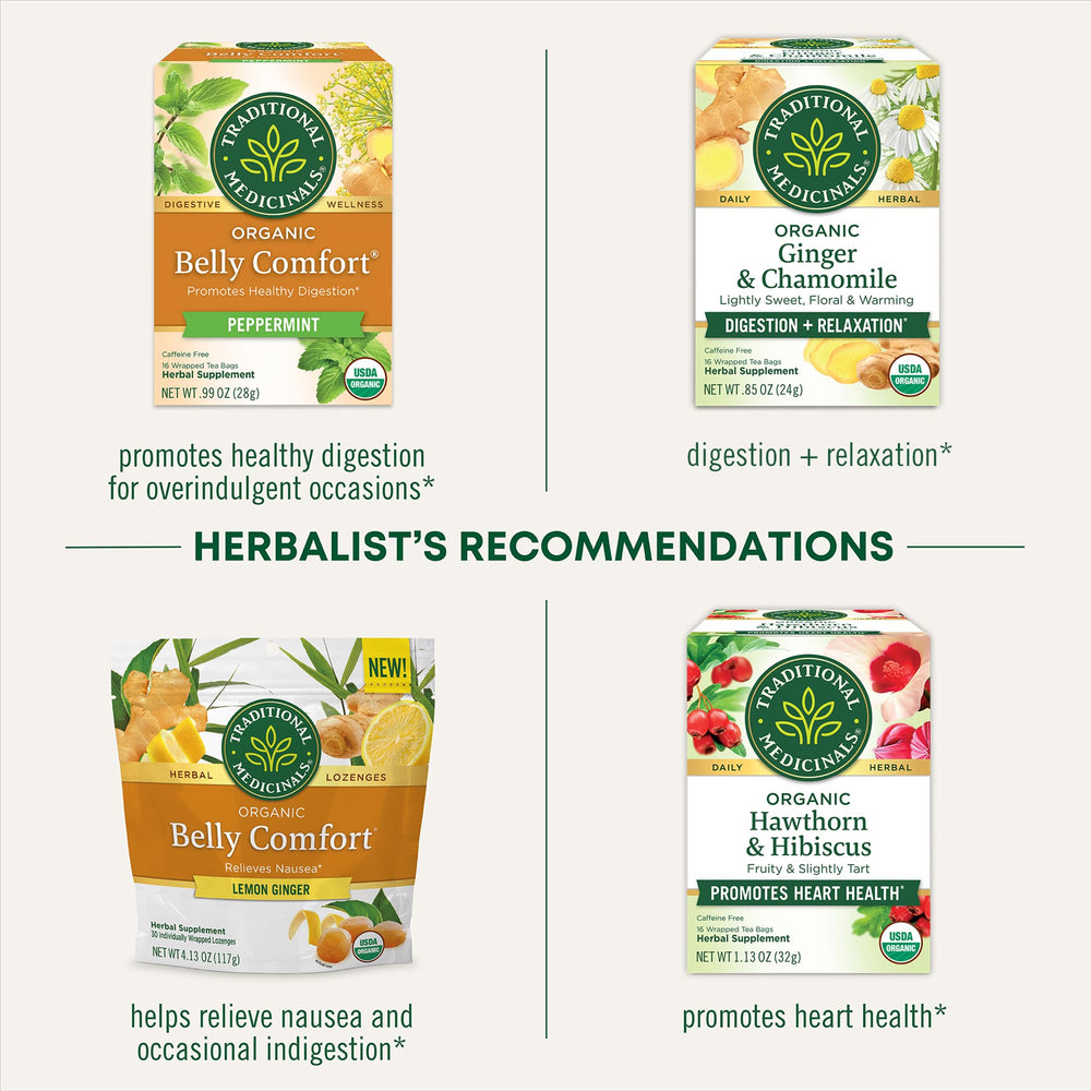 Traditional Medicinals Ginger Aid tea label closeup emphasizing organic and kosher marks.