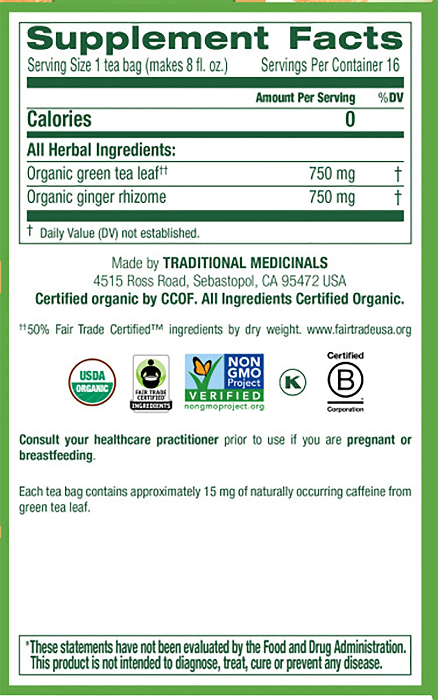 Brewing Traditional Medicinals green tea with ginger for a warming cup