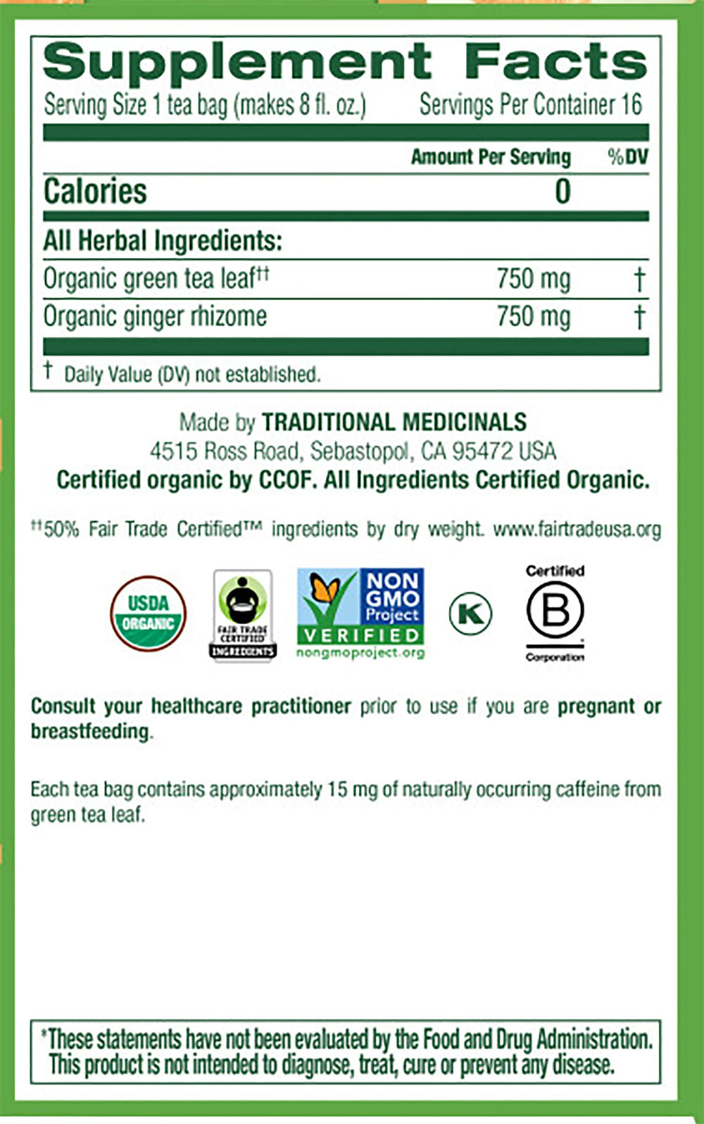 Brewing Traditional Medicinals green tea with ginger for a warming cup