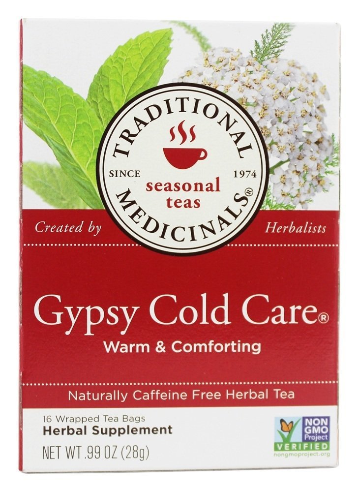 Traditional Medicinals Gypsy Cold Care tea box may ease nasal congestion.