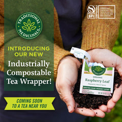 Traditional Medicinals hibiscus tea steeped in a mug releasing tart, tangy aromas.