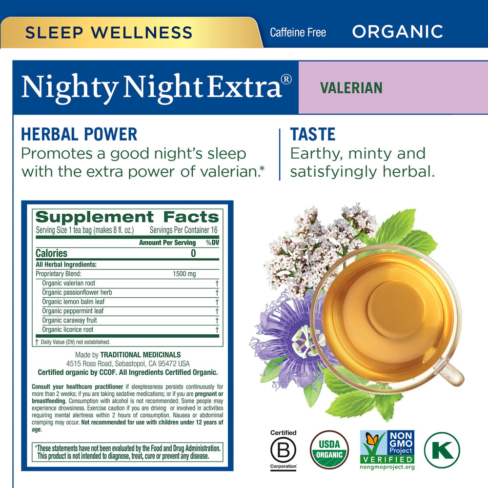 Traditional Medicinals Lemon Balm tea bags ideal for unwinding after a busy day.