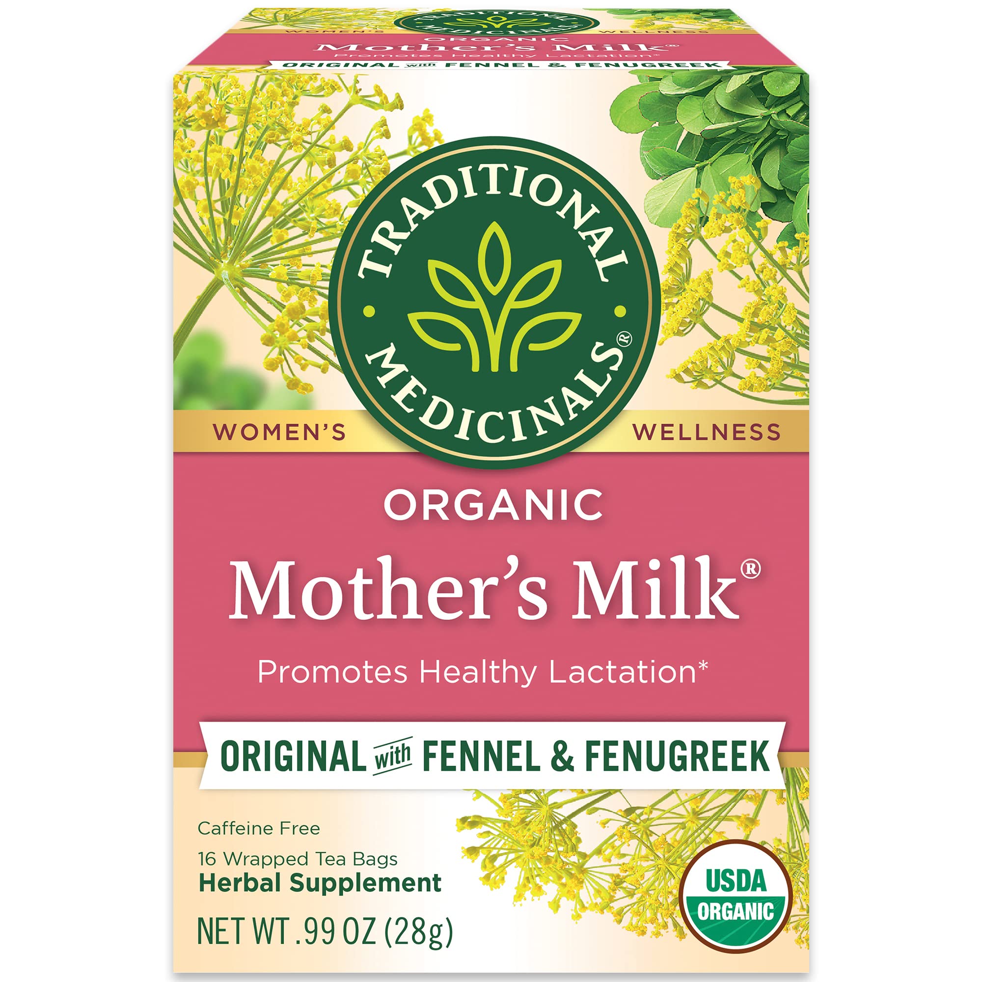 Traditional Medicinals Mother's Milk tea bags steeping for lactation support.