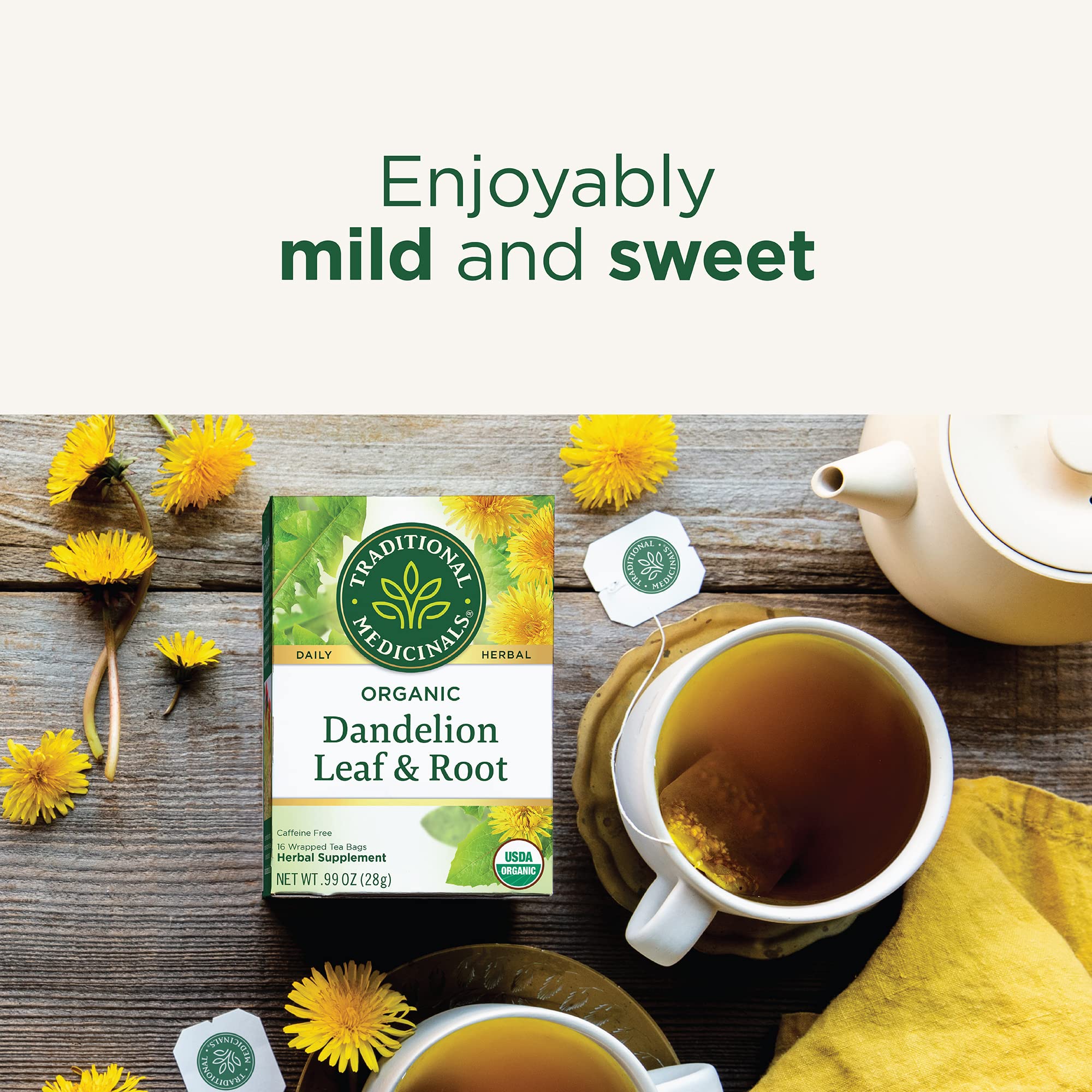 Traditional Medicinals organic certification label indicating trusted standards.