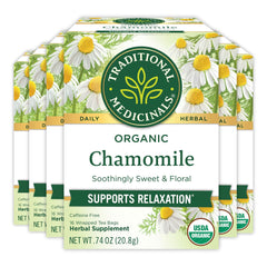 Traditional Medicinals organic chamomile tea bags for a calming ritual.