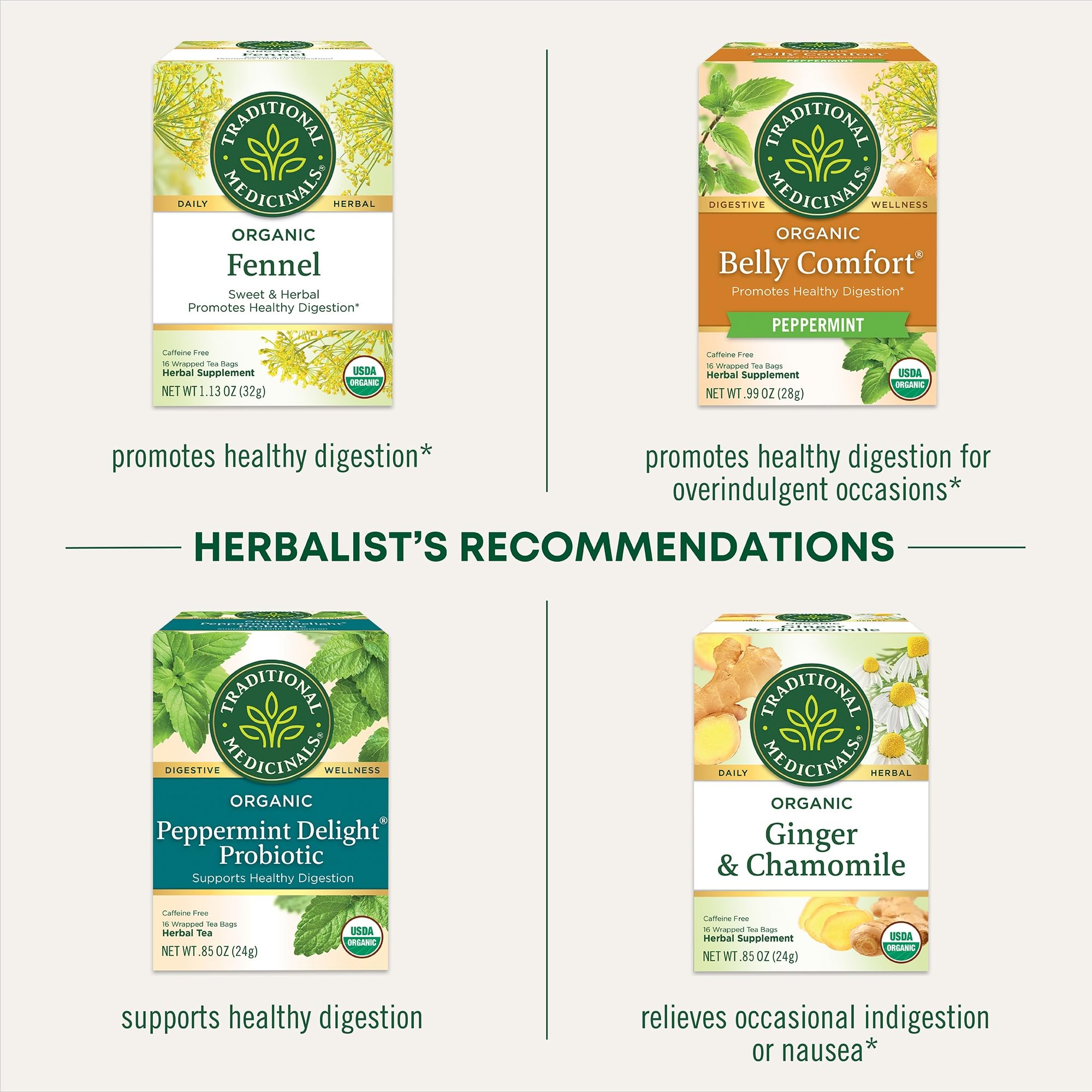 Traditional Medicinals Organic Gas Relief Tea compostable tea bags emphasize eco-friendly packaging